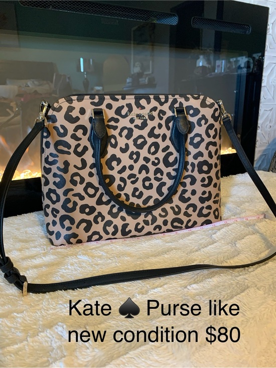 kate spade Handbags - kate spade Leopard Satchel with Black Trim and Strap